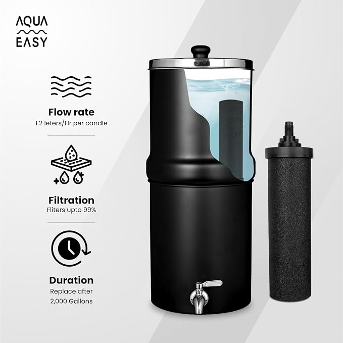 AquaEasy BB9 Activated Carbon Water Filter Candle (Pack of 2) Replacement Gravity Water Filter Candle Compatible With Gravity Filter System