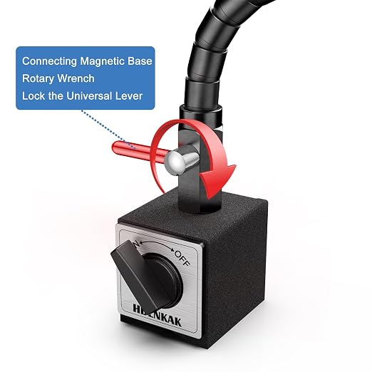 HDLNKAK Dial Indicator 0-10 mm with Magnetic Base - Precision Machinist's Tool Set for Alignment, Includes Flexible Arm Base & 0.01MM Accuracy Measuring Instrument.