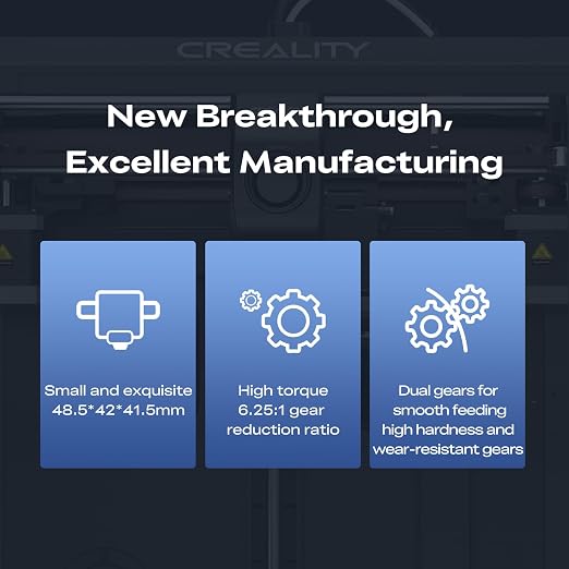 Creality K2 SE Extruder Kit, Strong Capability 48.5 * 42 * 41.5mm High Torque 6.25:1 Reduction Ratio Dual Gears for Smooth Feeding High Hardness and wear-Resistant Gears