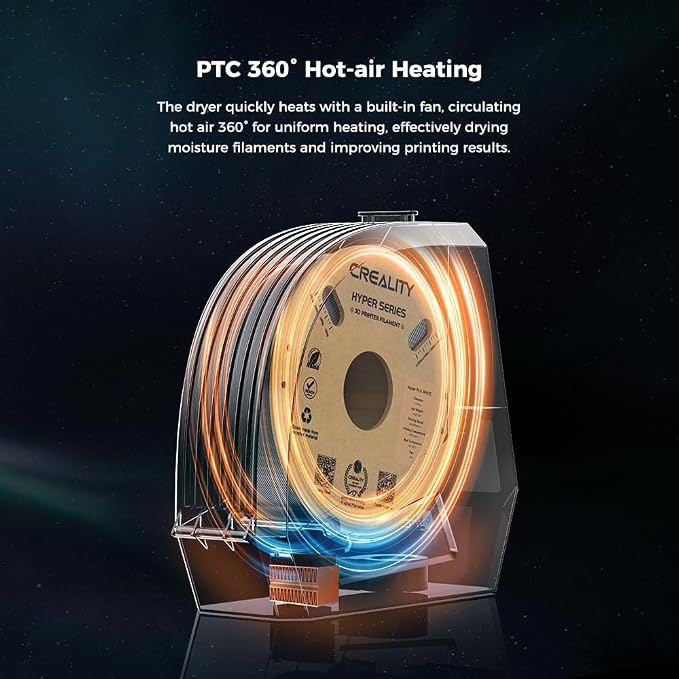Creality Space Pi Filament Dryer with Spool Holder, Fast Drying Tech and Touchscreen, Multi-Material Compatible for 1.75mm and 3mm, Storage Box