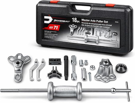 Powerbuilt Slide Hammer Puller Tool Kit, Jaw Pullers, Remove Car Seals and Bearings Set, Front and Rear Wheel Drive Vehicles - 940369, Silver
