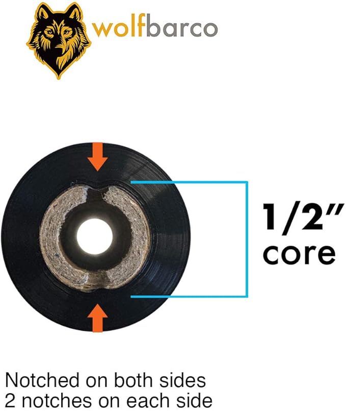 Wolfbarco 24 Rolls 4.33" x 243' (110mm x 74m) Premium Resin-Enhanced Wax Thermal Transfer Ribbon Black 1/2" Core CSO for Zebra GC420t, GK420t, GX420t, ZD421t, ZD621t, TLP2824 Desktop Barcode Printers