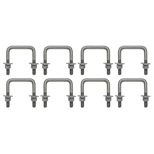 A.A Square U Bolt with Hardware for Boat Trailer, Galvanized Steel, 1/2" Diameter x 3-1/16" x 3-5/16" for 2x3 Beam (8 Pack)