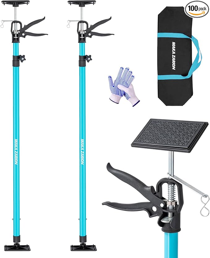 Steel Adjustable Cabinet Jack Support Pole, Quick Support Rod & Drywall Jack, Zip Wall, Dust Barrier Poles, 3rd Hand Support System Load 132LB, Cabinet Installations Tools from 45.2-115.2 in, 2-Pack
