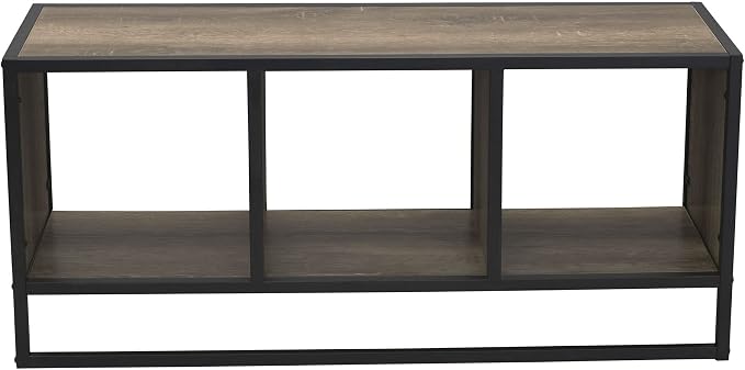 Household Essentials Ashwood & Iron Cube TV Console with Rustic Grain