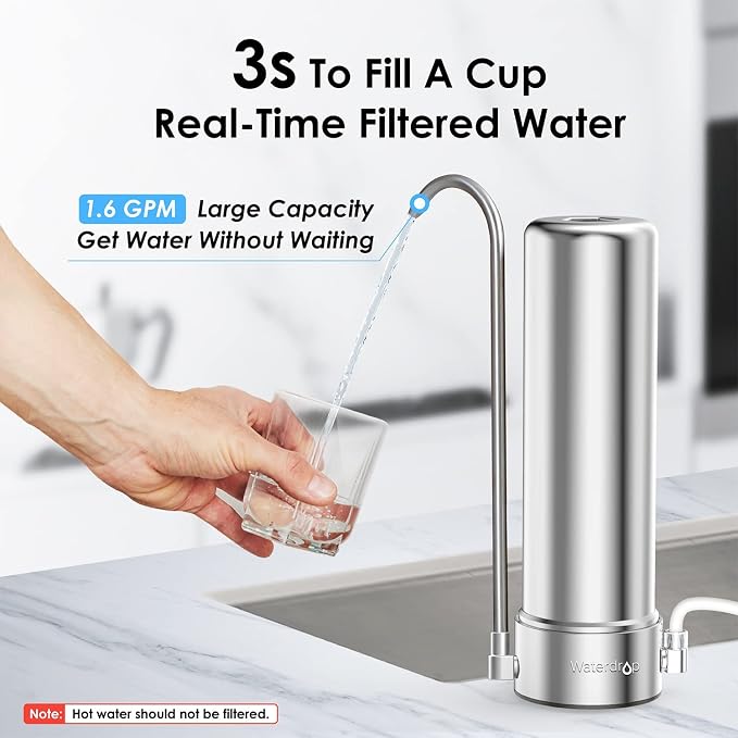 [Original] Waterdrop CFF-01 Water Filter Replacement for Waterdrop WD-CTF-01/CTF-02, NSF/ANSI 42&372 Certified, 5-stage Water Filter, Reduces Heavy Metals, Bad Taste and Up to 99% of Chlorine, 2 Pack
