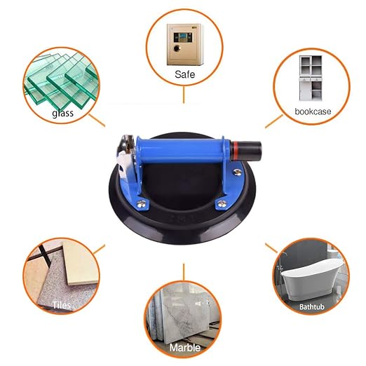 IMT 8" Glass Suction Cup with Metal Handle, Heavy Duty Vacuum Suction Cup Glass Lifter, Granite/Glass/Tiles Lifting Window Replacement, 240lbs Load Capacity with Carrying Case
