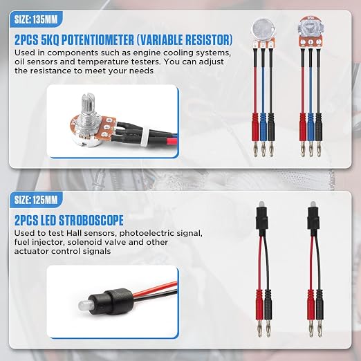 Multimeter Test Leads Kit 104PCS Multimeter Leads Kit Multi Function Electrical Back Probe Kit Efficient Automotive Circuit Test Leads Kit Relay Wire Terminal Test Diagnostic Tool with Alligator Clips