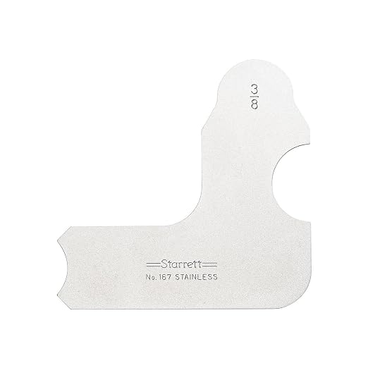 Starrett Individual Radius Gage for Both Convex and Concave Radii - Ideal for Carpenters and Constructions - Stainless Steel, 3/8" Radius Gage, Inch Reading - 167-3/8