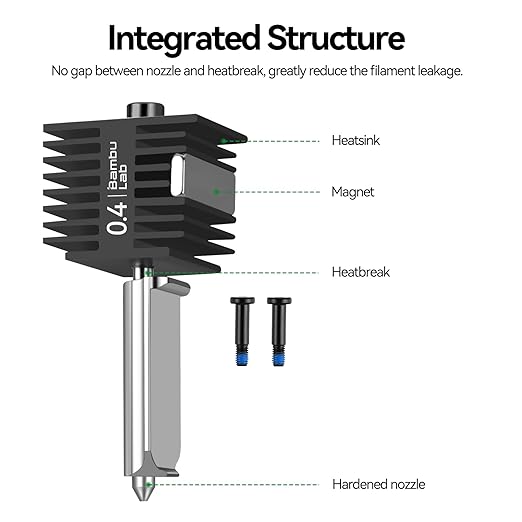 Bamboo Lab A1 Mini,A1 Hardened Steel Hotend Kit with 0.4mm Harden Steel Nozzle, All Metal Extruder Hot End, Heating Block Replacement, A2L Nozzle