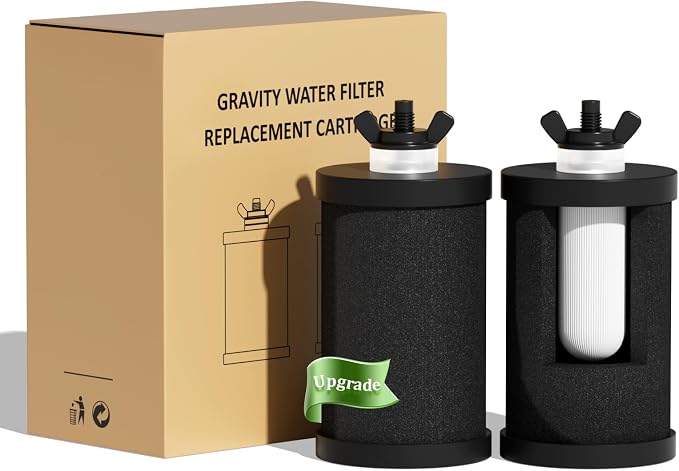 Purewell PF-1 Upgraded 3-Stage Composite Purification Elements, Replacement Filters for Berlkey® and ProOne® Filters, Berlkey® and ProOne®, Purewell, Big+ Water Filter System (2 Pack, K Series)