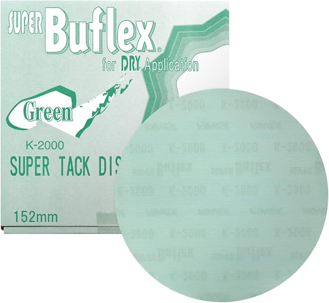 Eagle Abrasives Super Buflex Flexible Dry 6 inch Sanding Discs, Green K-2000, No Holes, Hook & Loop, 193-1505, 25 Discs