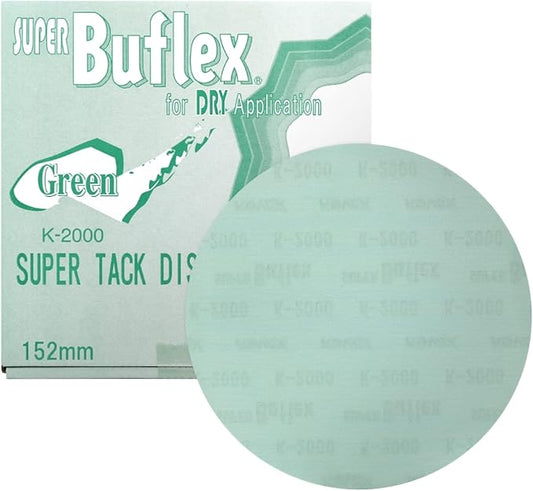 Eagle Abrasives Super Buflex Flexible Dry 6 inch Sanding Discs, Green K-2000, No Holes, Hook & Loop, 193-1505, 25 Discs