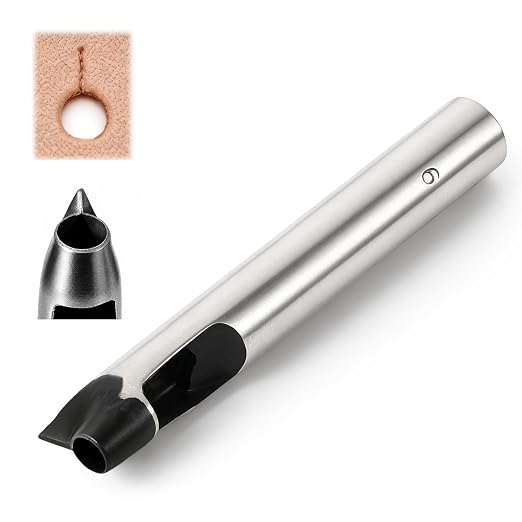 Leather Button Hole Punch, 45# Steel Professional Button Punch Tool Kit for Leather, Fabric, DIY Craft Projects, Beginners & Leatherworkers(6mm)