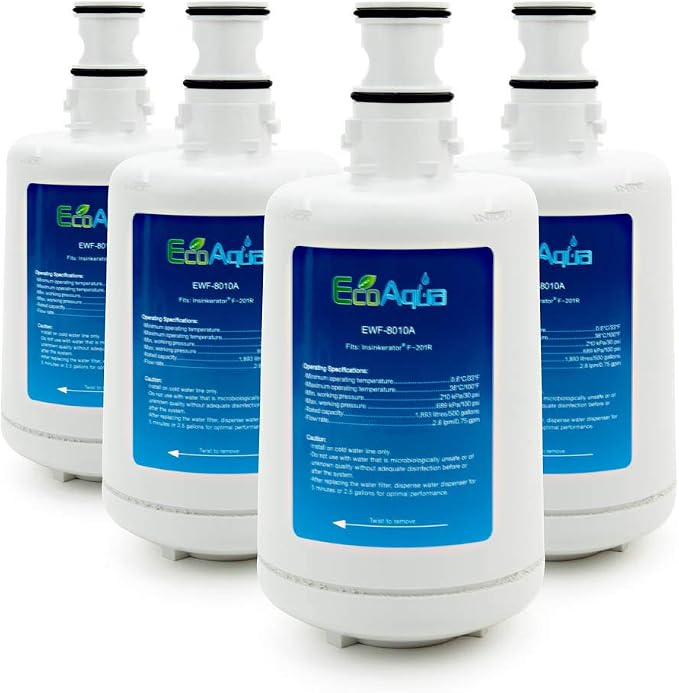 EcoAqua Filter Compatible for Replacing Insinkerator F-201R Filter, 4-Pack