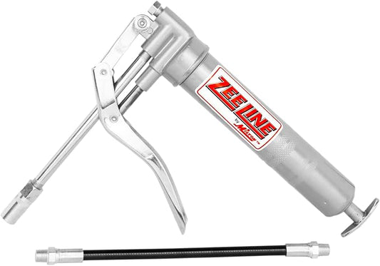 ZEELINE BY MILTON ZELD5, 3000 PSI, Mini Grease Gun, Light Duty Pistol Action Grease Gun with Ergonomic Grip, 3 oz cartridges, 9” Flexible Whip Hose and Standard Rigid Pipe