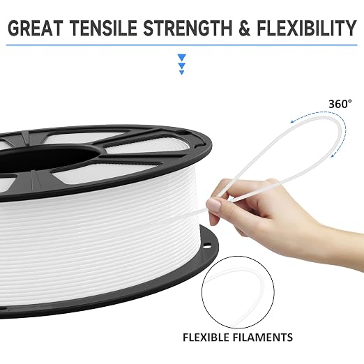 GIANTARM 3D Printer Filament, White Pla Filament, 1Kg(2.2lbs) Spool, 1.75mm Dimension Accuracy +/- 0.03mm, 3D Printing Filament