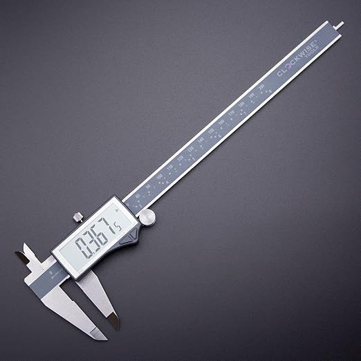 Clockwise Tools IP54 Grade Digital Caliper, DCLR-0805 0-8" /200mm, Inch/Metric/Fractions Conversion, Stainless Steel, Large LCD Screen