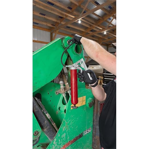 Alemite 555-E Professional Series Grease Gun, Dual Leverage Feature, 18" Flexible Hose, 7,500 psi Pressure, Quick Priming, Ergonomic Cast Handle, Universal Follower, Durable Coupler, Bleeder Valve