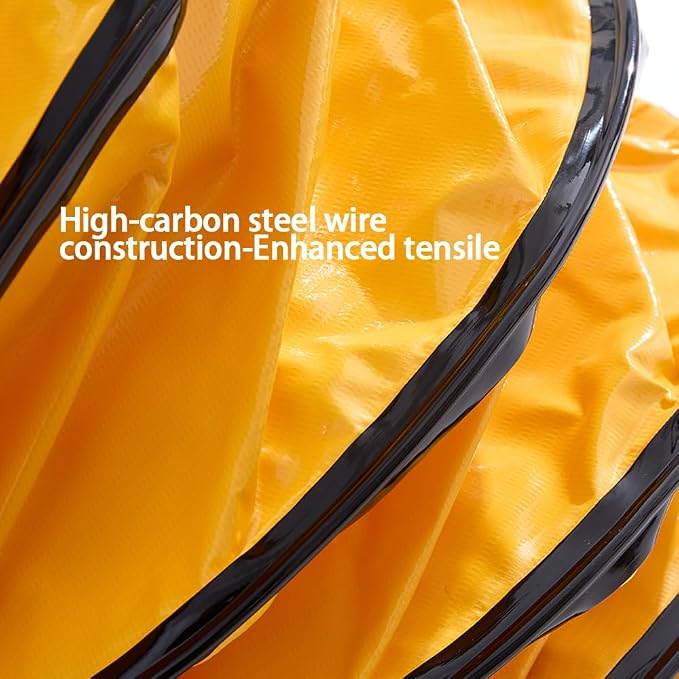 25ft PVC Flexible Ducting Hose Retracts Into Self-Contained Carry Bag, 12Inch Flame Retardant HVAC Ducting with Adjustable Belt and D-Ring for Ventilation & Exhaust (12inch x 25ft w/bag)