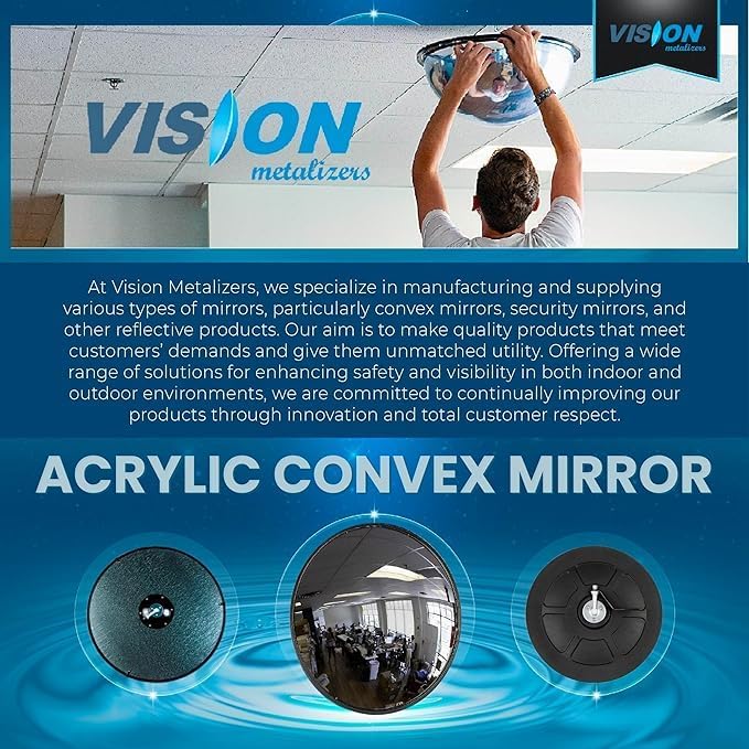 30" Outdoor Acrylic Round Convex Mirror, Security Mirror for Retail Stores, Warehouses, Driveways, and Parking Lots, Acrylic Mirror for Blind Spots and High-Traffic Areas