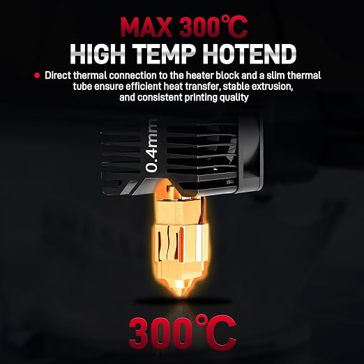0.4mm Hardened Steel Hotend Kit Compatible with Bambu Lab P1P / P1S 3D Printers, 0.4 mm Nozzle, Complete Assembly with Cooling Fan, Ceramic Heater & Thermistor, Supports Up to 300°C