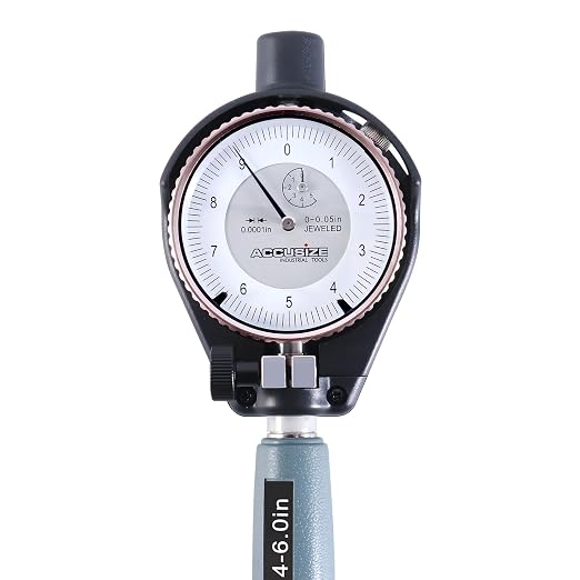 Accusize Dial Bore Gauge Set, 1.4-6 in Range, 0.0001 in Grad. | AGD Group 2 Indicator, 0-0.05 in Dial, Carbide-Tipped Contacts, 15 Anvils, 4 Spacers, EE20-2416