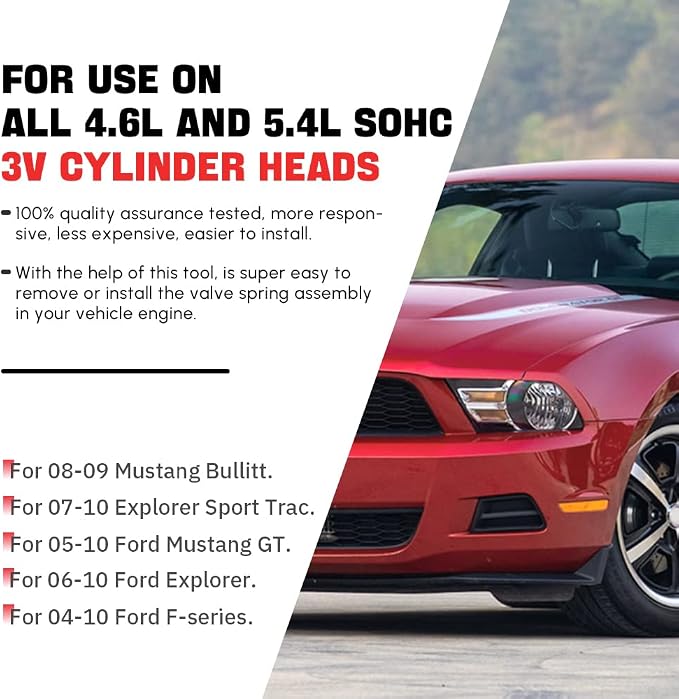 Engine Valve Spring Compressor Tool Compatible with Ford Mustang GT 4.6L 5.4L 3V Explorer Trac Magnetic Screw Retainer Red