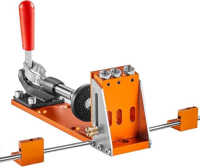 VEVOR 34 Pcs Pocket Hole Jig Kit, Adjustable Versatile Pocket Hole Jig with Toolbox,11" C-clamp, Fixture, Step Drills, Wrenches, Drill Stop Rings, Square Drive Bits-Gifts for Him