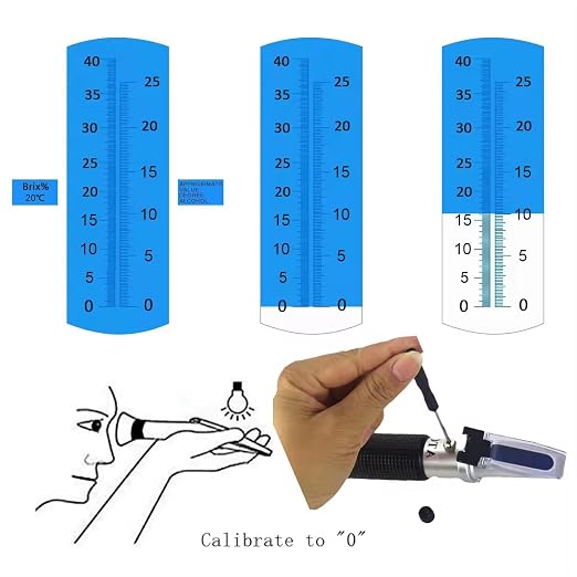 Generic Refractometer for Measuring Grape Wine Juice, which Measures The Sugar Content in The Original Grape Juice and predicts The Alcohol Level of The Wine. 0-40% Brix and 0-25% Dual Scale