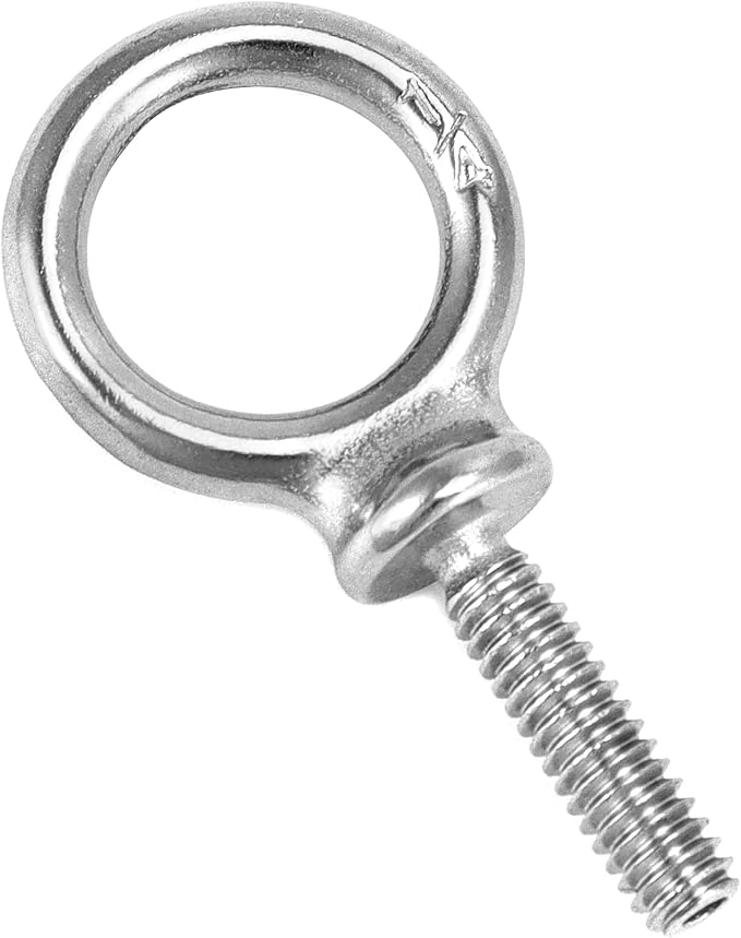 QWORK Eye Bolt, 50 Pack 1/4"-20 x 1 Marine Grade Stainless Steel Lifting Ring Threaded Eyebolt Machinery Shoulder Eyebolts