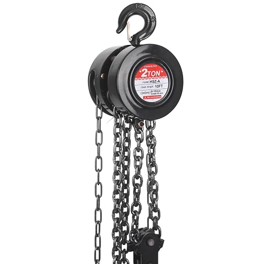 Hand Chain Hoist, 2 Ton/4400 lbs Capacity, Heavy Duty Steel Chain Fall Hoist with 10 Ft Lifting Height, Manual Chain Block Hoist with 2 Chain Hooks for Lifting in Transport & Workshop