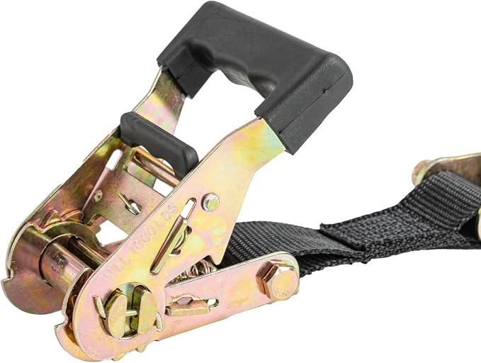 SHOCKSTRAP Ratchet Strap, 7’ x 1.5" Shock Absorbing Heavy Duty Tie Downs for Cargo, 1,000 LB WLL / 3,000 LB Break Strength, 2-Pack