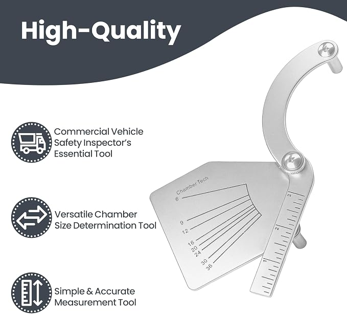Brake Chamber Identification Tool, Type 6-36, 1 Pack | 304 Stainless Steel, Pre Trip Inspection, Measures Pushrod Stroke, Laser Etched Gauge, DOT Safety Compliance, Heavy Duty