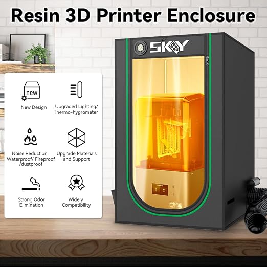 Resin 3D Printer Enclosure with Ventilation, 3D Printer Enclosure Tent Cover Eliminate Odors Dustproof Isolate Noise Compatible with Creality Anycubic Elegoo Series LCD Resin UV 3D Printer-Black