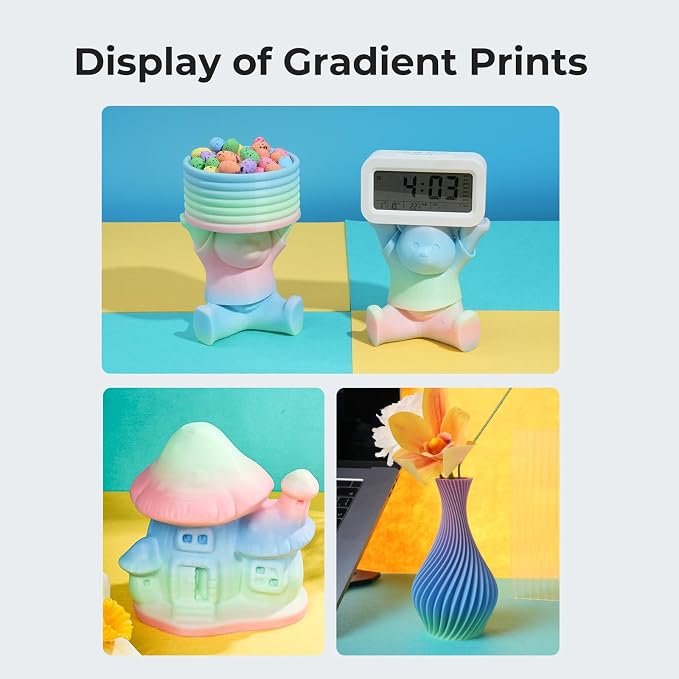 Creality Hyper Rainbow PLA Filament 1.75mm, Multicolor Gradient PLA for High-Speed Printing 30–600mm/s, Smooth Extrusion, Dimensional Accuracy +/- 0.03mm Accuracy(Short Gradient)