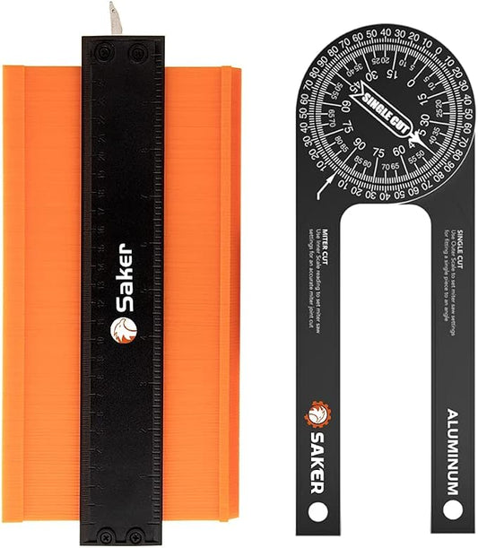 Saker Miter Saw Protractor&Saker Contour Gauge (10 Inch Lock) Profile Tool