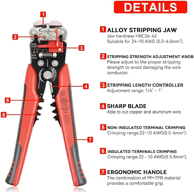 HKS Crimping Tool for Heat Shrink Connectors with 3 in 1 Stripper & 280PCS Marine Grade Heat Shrink Connectors (21 Types) of Tinned Red Copper AWG 22-10