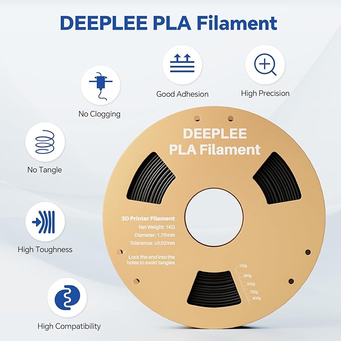 PLA 1.75mm 3D Printer Filament, Dimensional Accuracy +/- 0.02mm, Neatly Wound, No Clogging, Vacuum Package, Fits for Most FDM 3D Printers, Cardboard Spool 4kg Dark Blue