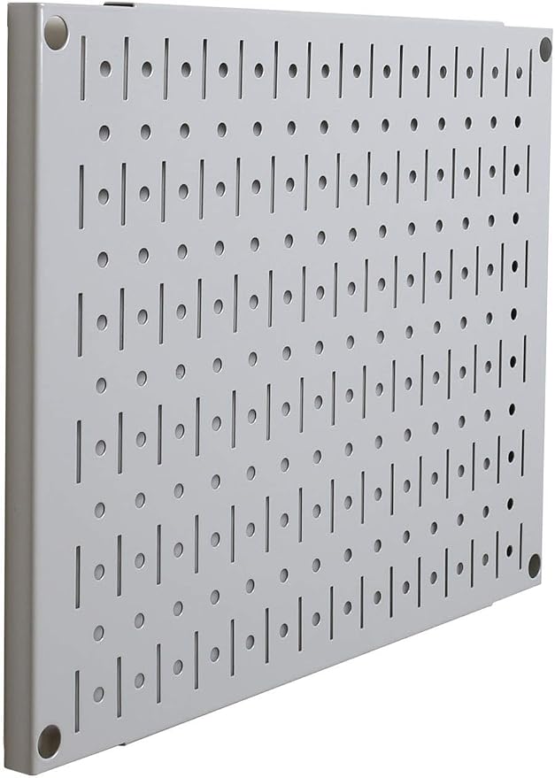 Wall Control Pegboard Wall Organizer Tiles Modular Grey Metal Pegboard Tiling Set - (4) 12-in Tall x 16-in Wide Gray Peg Board Panel Wall Storage Tiles - Easy to Install (Grey)