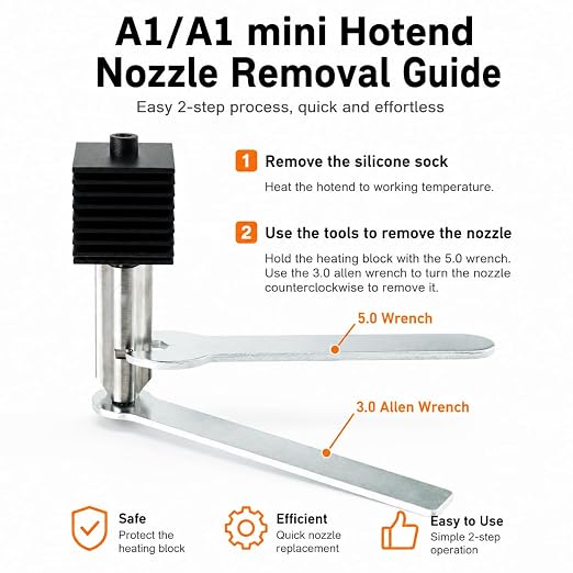 Bamboo Lab Upgrade Hardened Steel Hotend Kit for Bambu Lab A1 Mini /A1,2 Pack 0.2mm Harden Steel Nozzle,All Metal Extruder Hot End Heating Block Replacement, High-Speed 3D Printer Accessories
