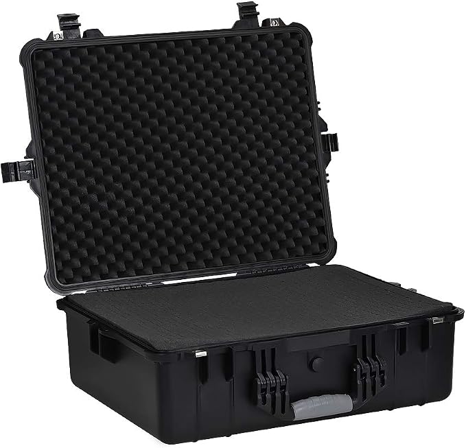 MEIJIA All Weather Waterproof Hard Camera Case,Hard Case with Customizable Fit Foam,Fit Use of Drones,Camera,Equipments,Pistols,Elegant Black (Black, 24.25"X19.43"X8.68")