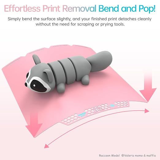 BIQU CryoGrip Pro Glacier Build Plate for Snap-Maker U1 3D Printer, Low Temperature Printing, Double-Sided Spring Steel Sheet, 276X301mm, Pink, 1 Piece