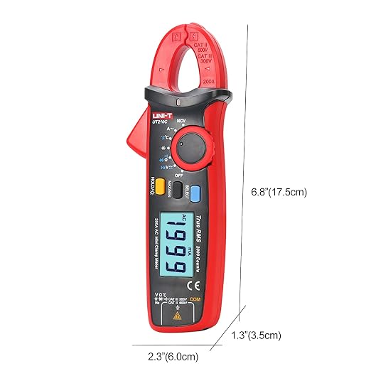 UNI-T Digital Clamp Meter UT210C AC/DC Voltmeter AC Amp Meter Clamp Multimeter Tester Continuity Tester Capacitor Mini Current Meter HVAC Tool