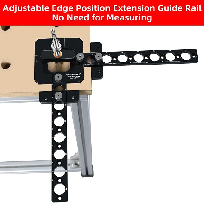 GOINGMAKE Portable Drill Guide for Drilling 20mm Work Bench Dog Holes, Workbench Dog Hole Drill Template for Building MFT Table Top, Workbench Top, Work Table, Cutting Board and Portable Workstation
