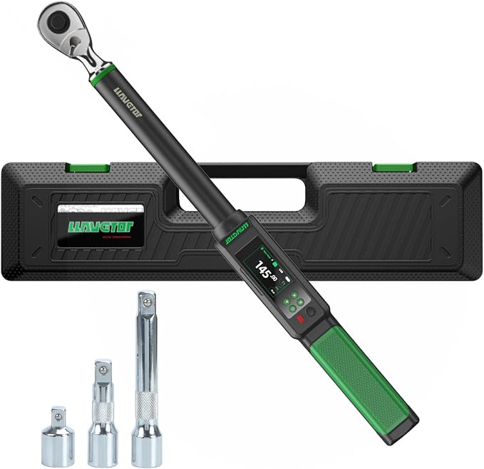 2026 Upgraded Digital Torque Wrench 1/2" Drive, ±1％ Torque Wrench with Buzzer & LED Indicator for Automotive Motorcycle & Bicycle (1/2-Inch, SET#7.38-147.5 Ft-lbs)