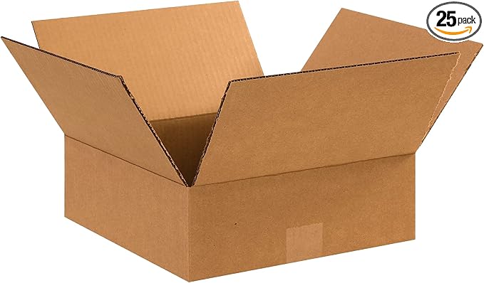BOX USA 11 x 11 x 4 Corrugated Cardboard Boxes, Flat 11"L x 11"W x 4"H, Pack of 25 | Shipping, Packaging, Moving, Storage Box for Home or Business, Strong Wholesale Bulk Boxes