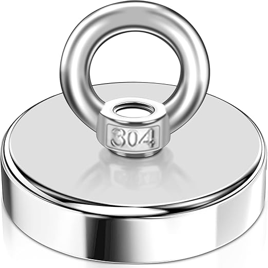 Lift Fishing Magnets 2.95' (75 mm), Super Strong Heavy Duty, Large Rare Earth Neodymium Magnets for Retrieving