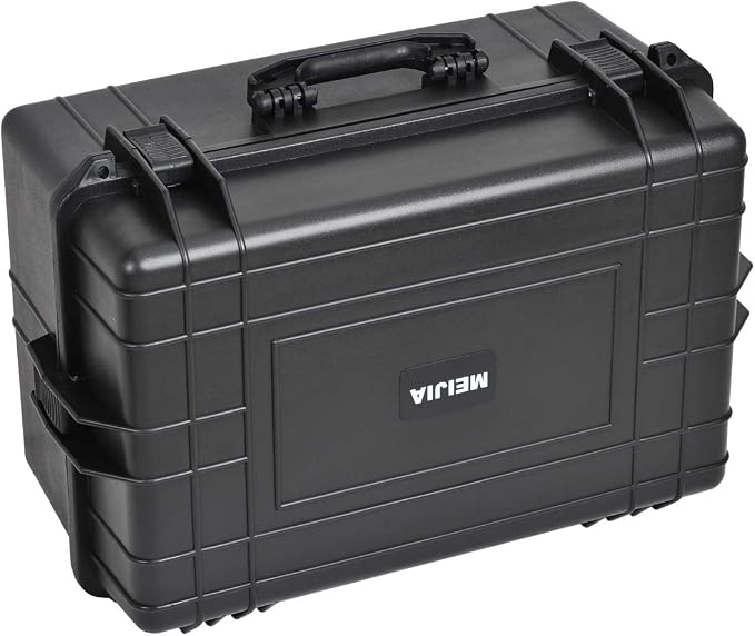 MEIJIA All Weather Waterproof Hard Camera Case,Hard Case with Customizable Fit Foam,Fit Use of Drones,Camera,Equipments,Pistols,Elegant Black (Black, 24.01"x16.92"X12.2")
