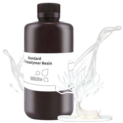 ELEGOO 3D Printer Resin, 405nm Fast UV Curing Standard Photopolymer Resin, High Precision, Non Toxic 3D Resin for Saturn 4/Saturn 3/Mars 5/Mars 4, LCD/MSLA/DLP 3D Printing, White 1000G